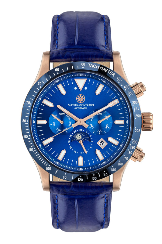 Automatic watches — Aventurier — Mathis Montabon — rosegold blau Leder
