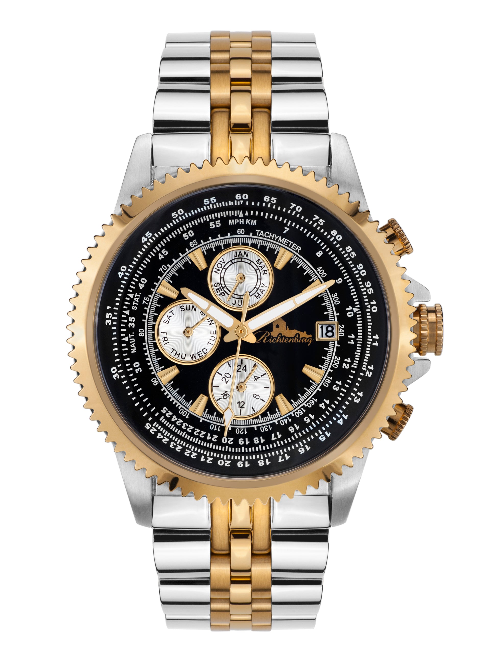 Automatic watches — Panama — Richtenburg — gold IP black steel two-tone