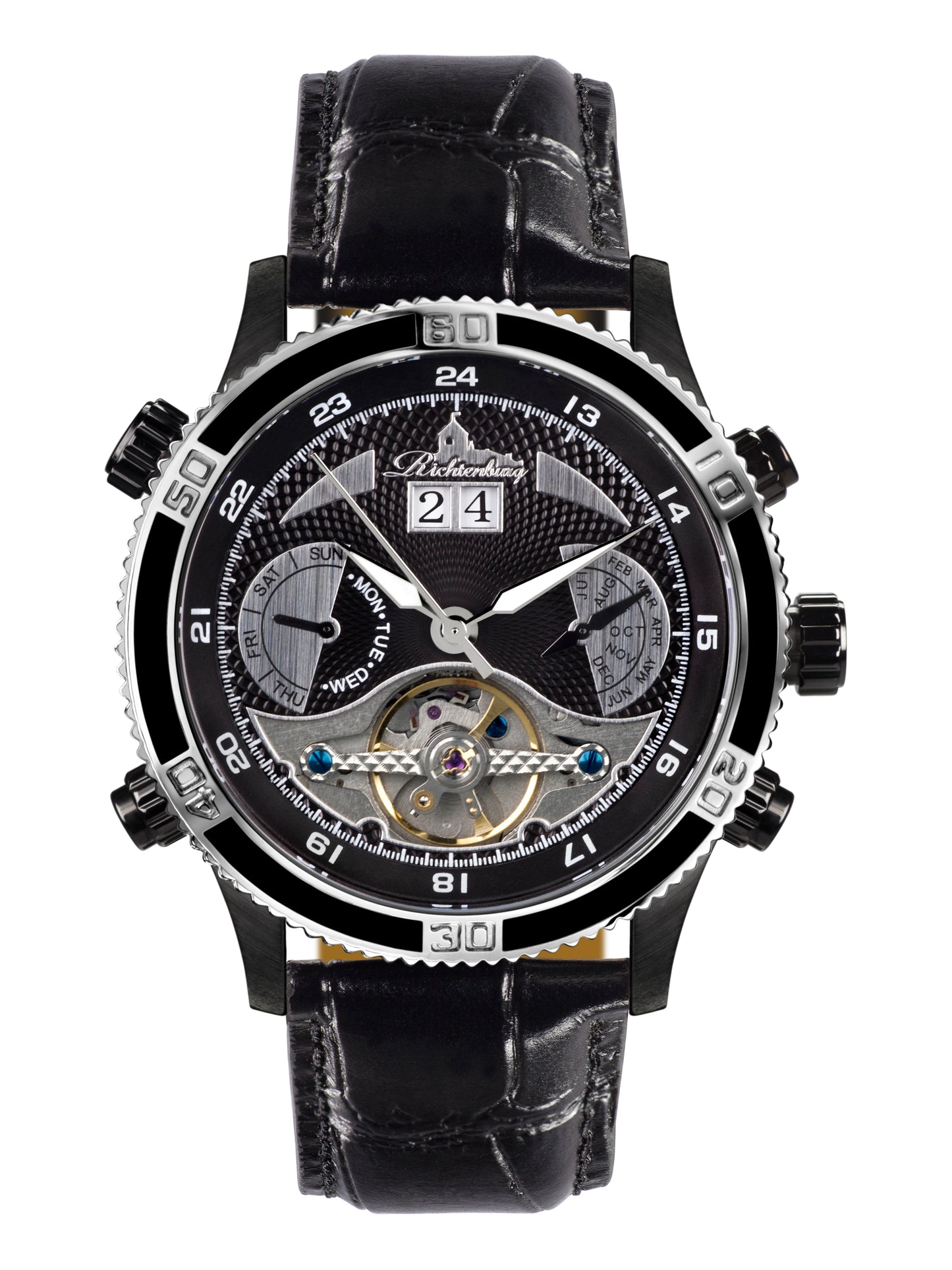 Automatic watches — Kaiman — Richtenburg — black IP leather